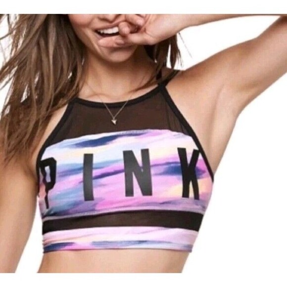 Victorias Secret PINK Sports Bra Size XS  Ultimate Unlined Mesh High-Neck - Picture 1 of 7